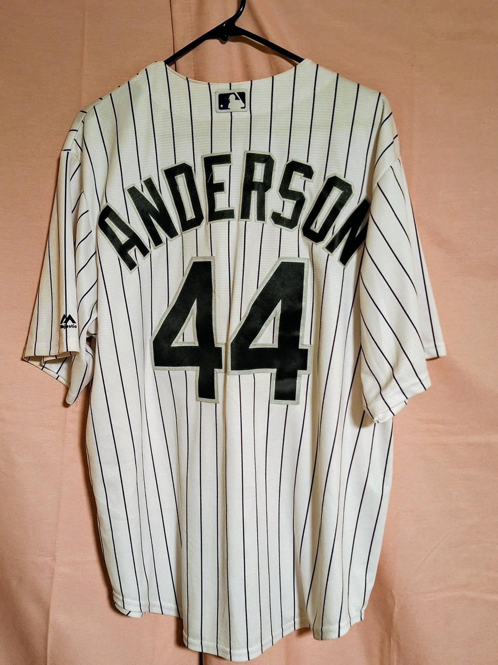 Majestic Colorado Rockies #44 ANDER Son Pinstripe Baseball Jersey White & Black